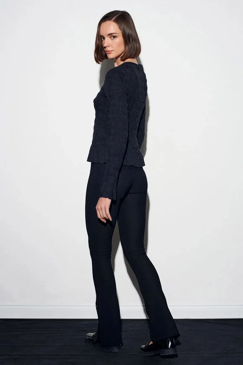 Dilvin Black DILVIN High-Waist Flare Leggings with Button Detail for Women | Best Price UAE