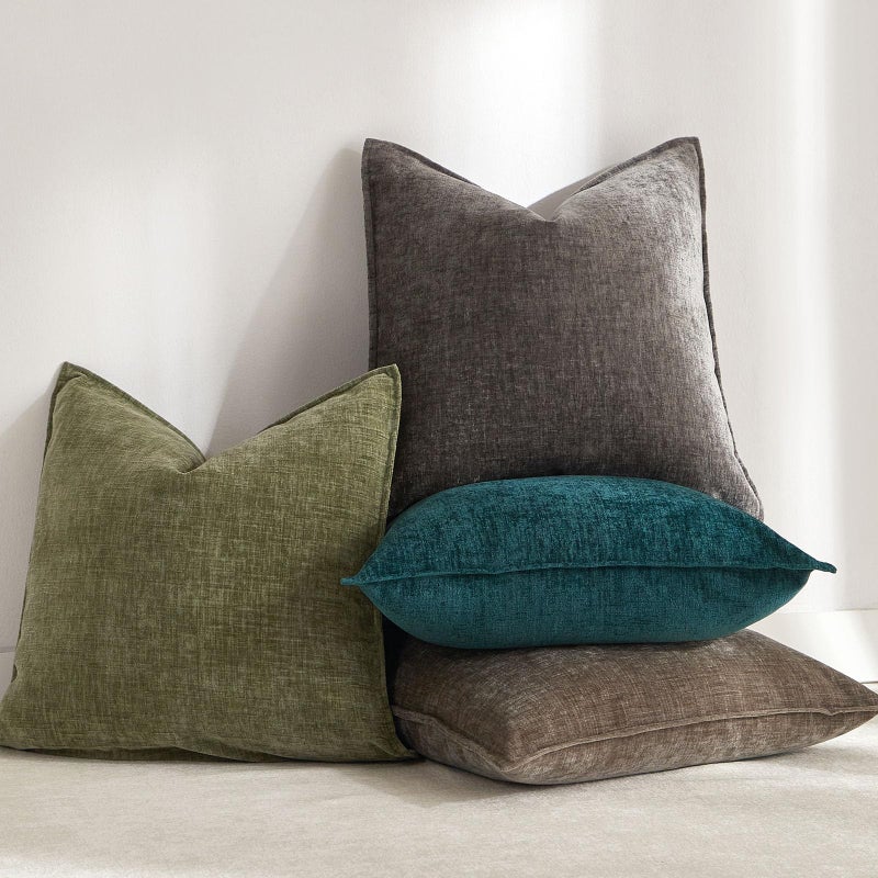 JUSPURBET Pillow Covers 20x20 Set of 2 Decorative Throw Pillow Covers Case for Couch Sofa Bed Soft Chenille Cushion Covers with Hidden Zipper for Home Decor Living Room,Stone - Image 5