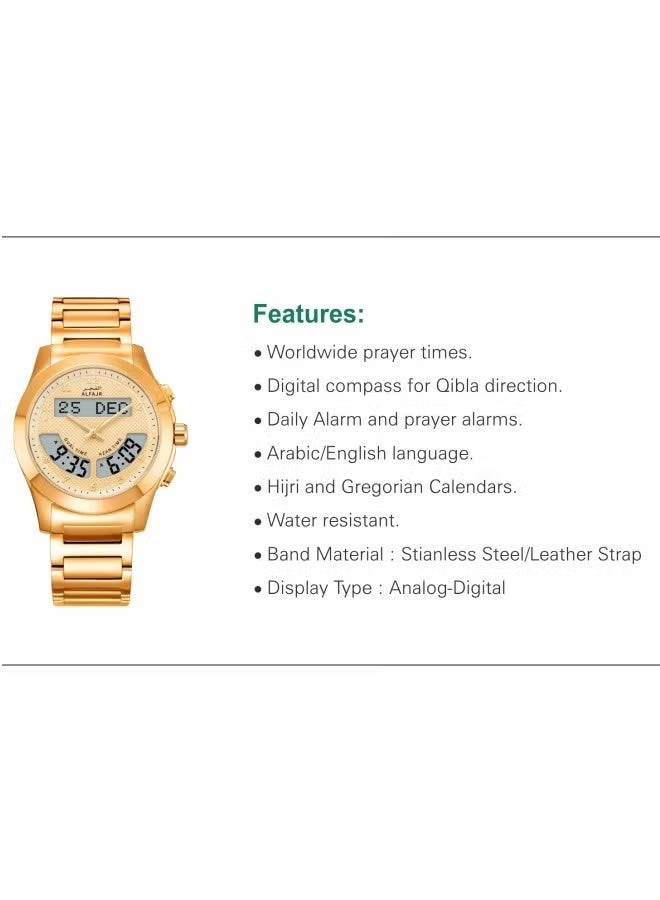 الفجر ساعة رجالية فاخرة من الفولاذ المقاوم للصدأ من الذهب الفاخر WA-12GW - Image 2