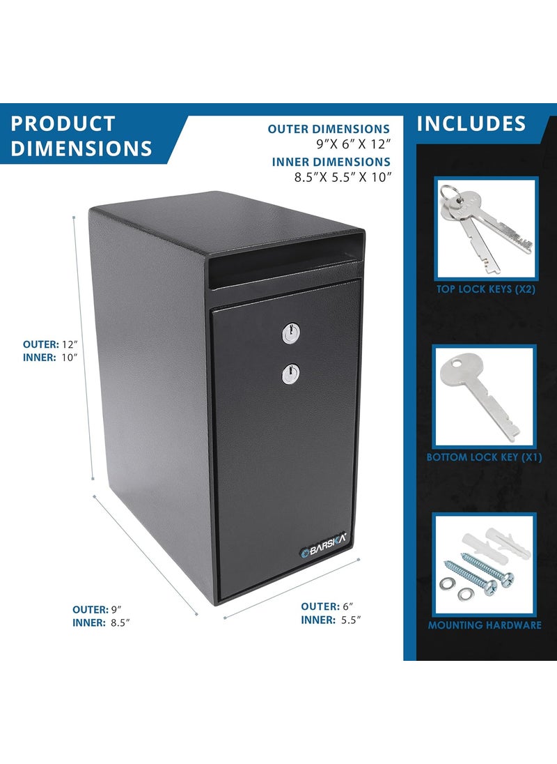 BARSKA Barska Key Lock Depository Drop Safe Lock Box for Cash Receipts and Keys  - Image 2