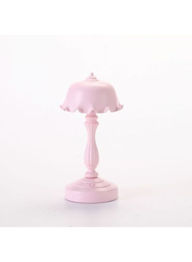Vintage Table Lamp Ins Lotus Leaf Nightlight Cute Girl Romantic Bedroom Creative Lighting Nordic Style Mini Luminous-Color:LD04 Pink  - Image 1