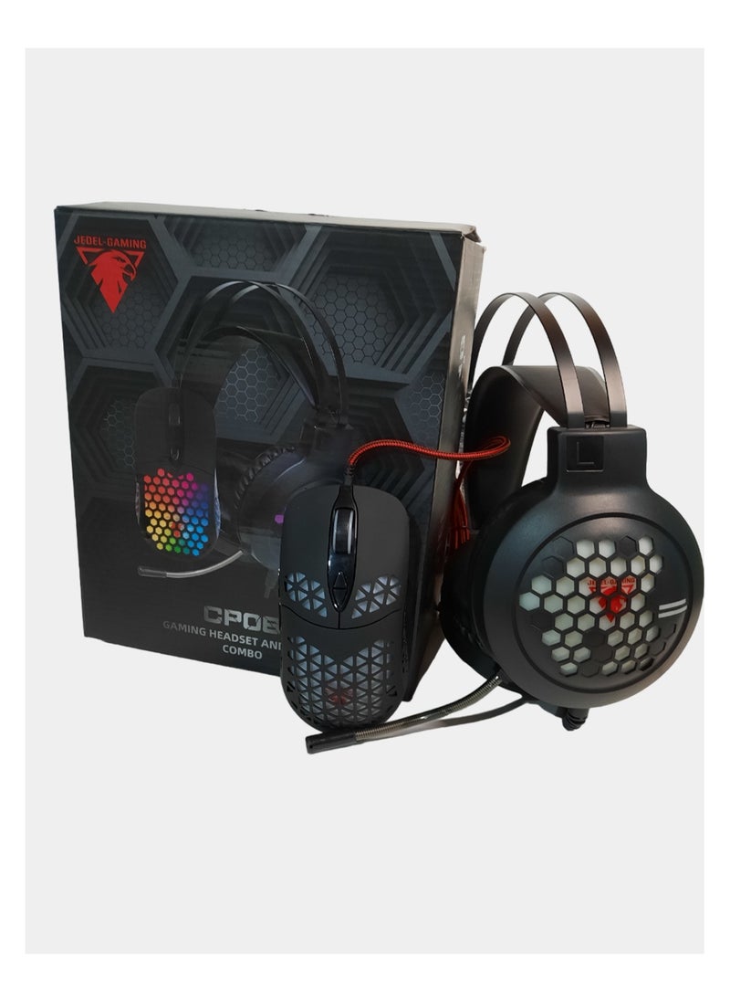 JeDEL - Jedel CP06 Set of 2 in 1 RGB Wired Gaming Headphones With Microphone And Mouse Gaming Headset - Image 1