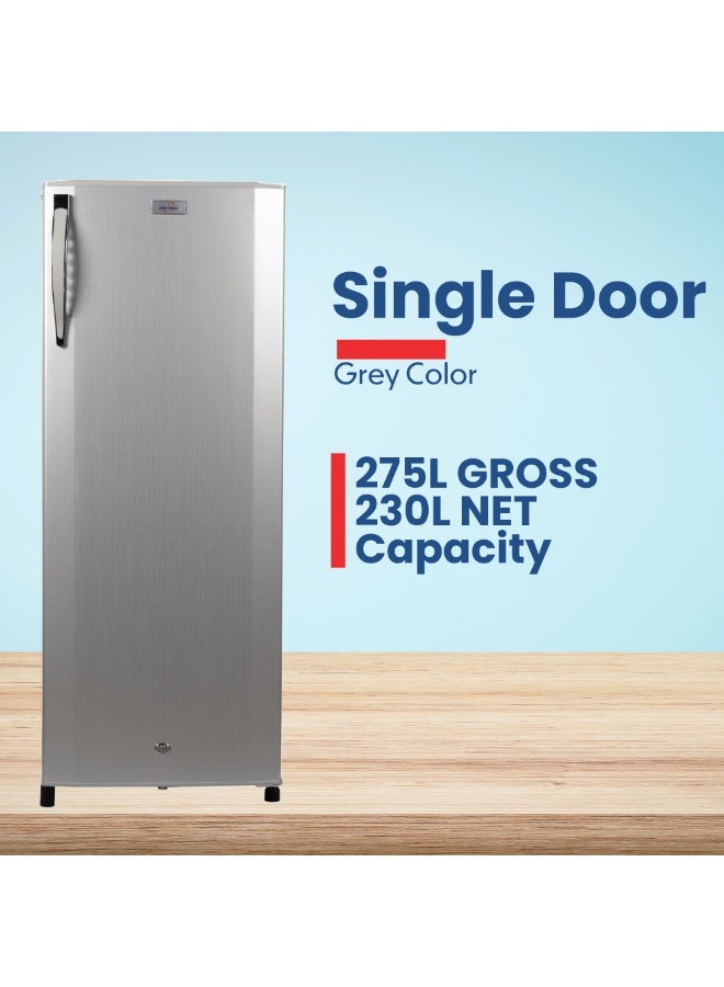 STAR TRACK 275L Gross / 230L Net capacity Single Door Refrigerator, Lock and Key, Led Light, Glass Shelf, Fridge Basket, Adjustable Thermostat, Adjustable Feet, R600a, Manual Defrost, Hinged Single Door, Dark Grey, ST-FRG-275L ST-FRG-275L Dark Grey - Image 3