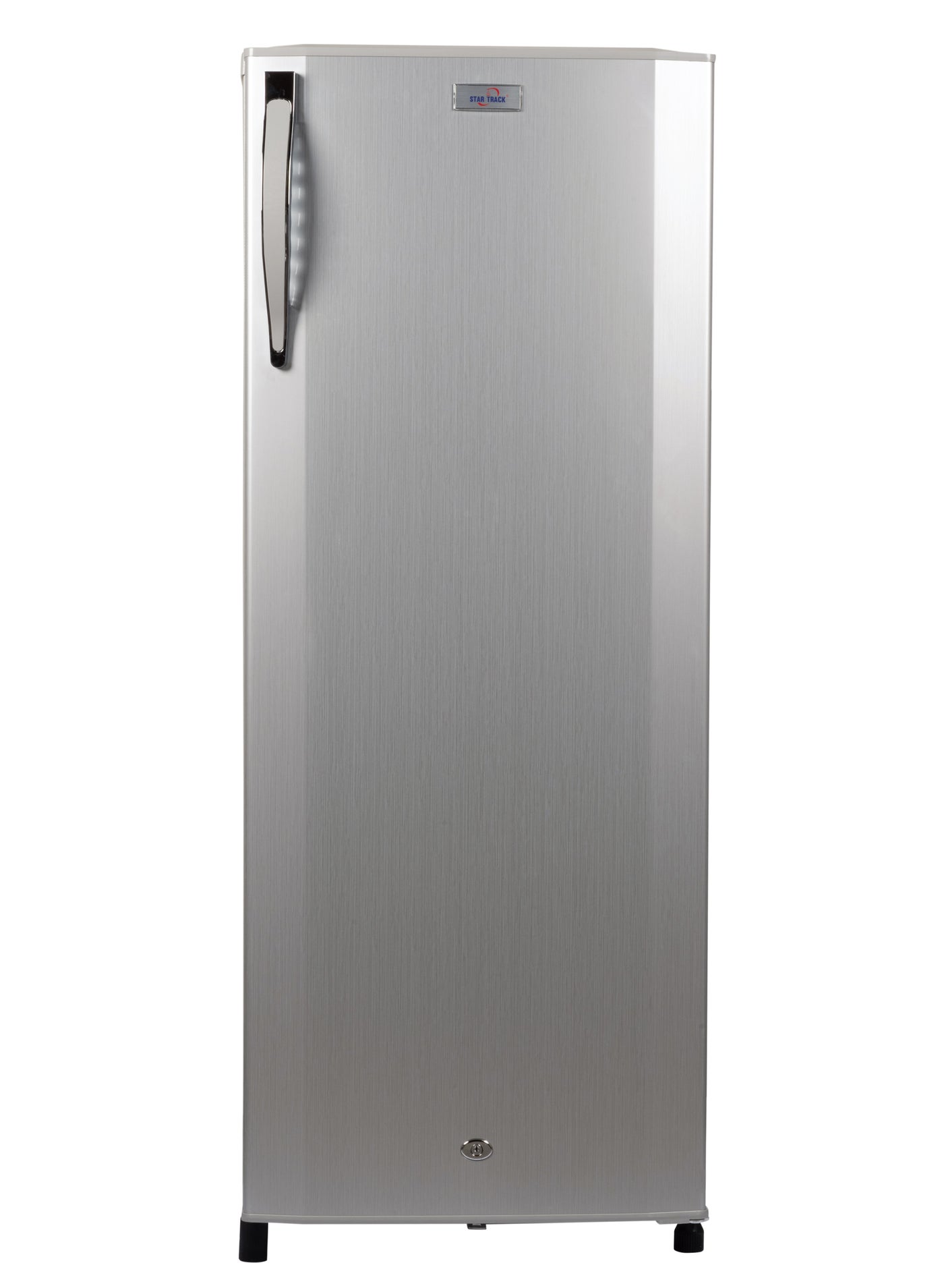 STAR TRACK 275L Gross / 230L Net capacity Single Door Refrigerator, Lock and Key, Led Light, Glass Shelf, Fridge Basket, Adjustable Thermostat, Adjustable Feet, R600a, Manual Defrost, Hinged Single Door, Dark Grey, ST-FRG-275L ST-FRG-275L Dark Grey