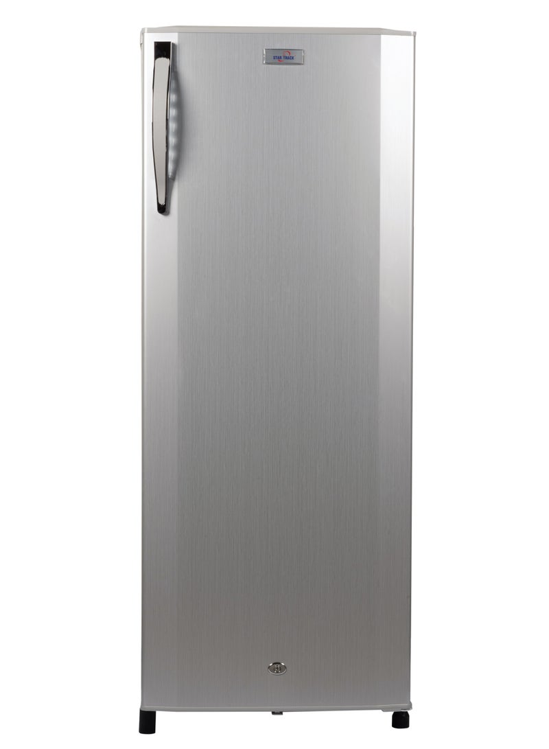 STAR TRACK 275L Gross / 230L Net capacity Single Door Refrigerator, Lock and Key, Led Light, Glass Shelf, Fridge Basket, Adjustable Thermostat, Adjustable Feet, R600a, Manual Defrost, Hinged Single Door, Dark Grey, ST-FRG-275L ST-FRG-275L Dark Grey - Image 1