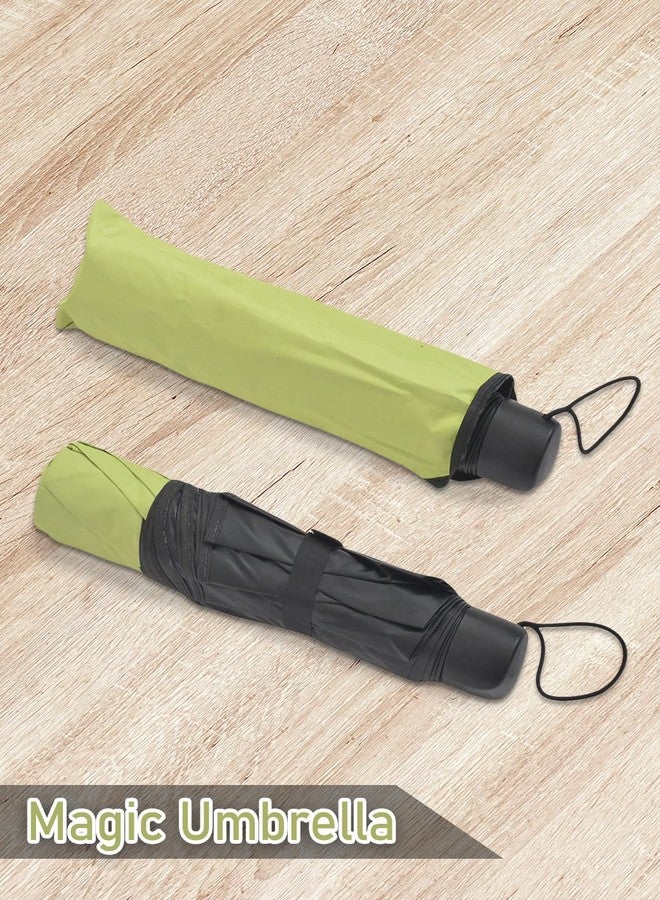 FABINALIV Olive Solid Waterproof Compact 3 Fold Magic Umbrella With Cover (FLUB-1034-Olive) - Image 3