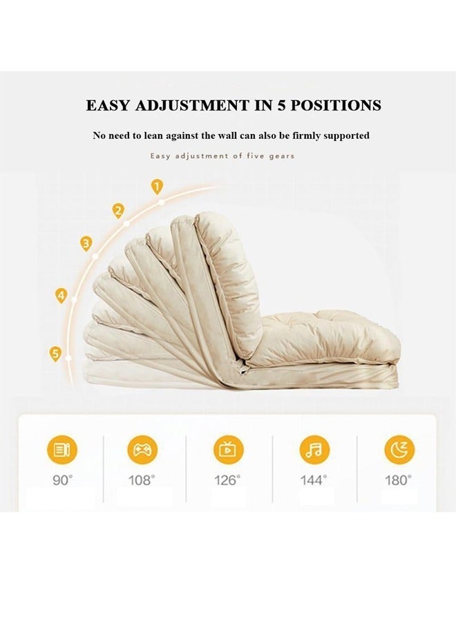 سرير أريكة قابل للطي، تصميم بسحاب مخفي، مسند ظهر قابل للتعديل بخمسة أوضاع، قماش تكنولوجي، مقاوم للماء، أريكة أرضية على شكل حصير التاتامي - Image 5