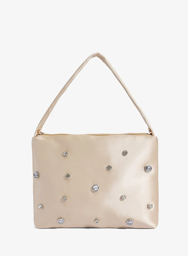 Khizana Off White Diamonte Embellished Bag With Satin chain for Women | Best Price UAE