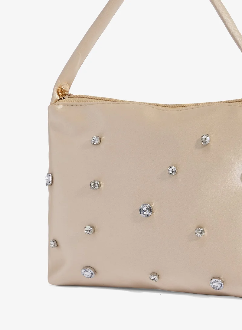 Khizana Off White Diamonte Embellished Bag With Satin chain for Women | Best Price UAE