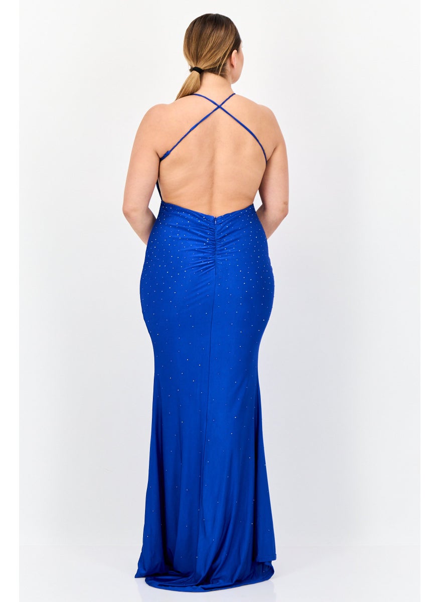 Lulus Women Rhinestone Maxi Dress, Blue  - Image 2