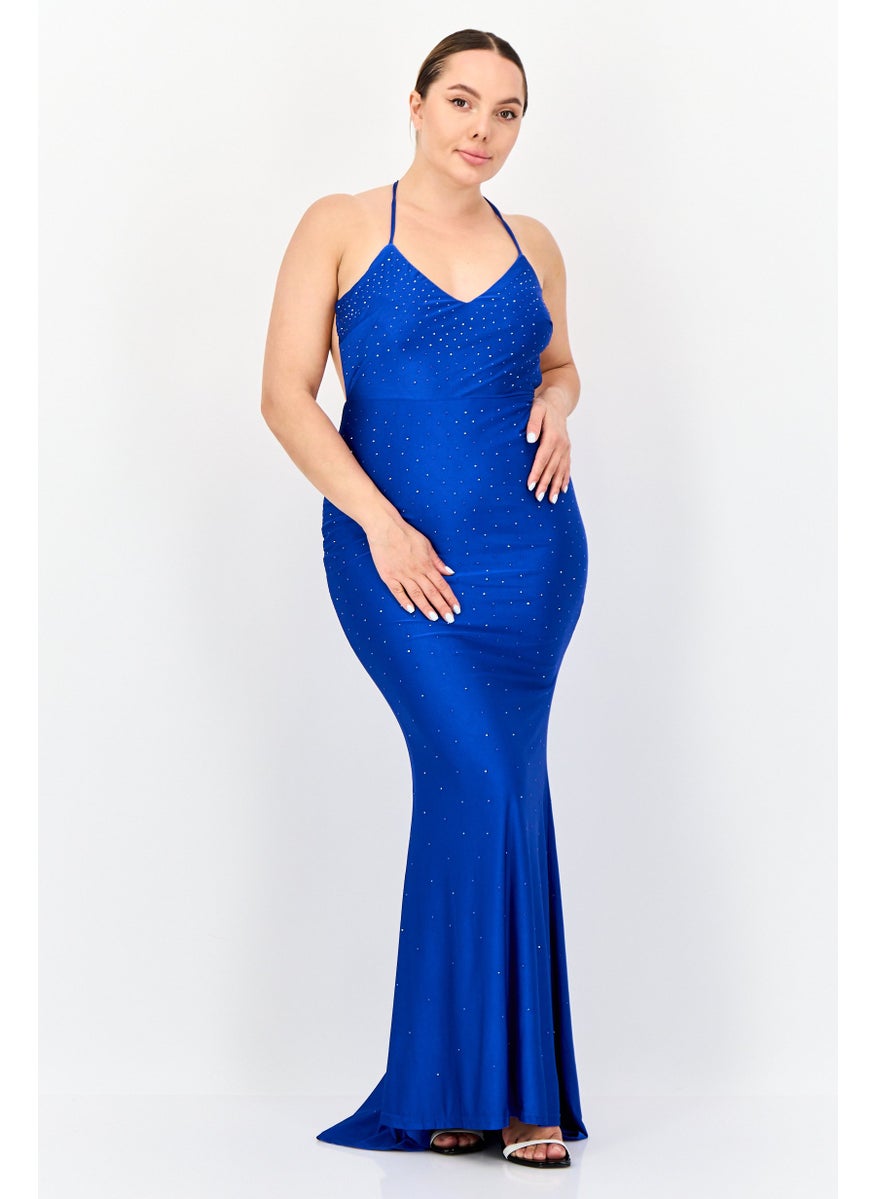 Lulus Women Rhinestone Maxi Dress, Blue  - Image 1