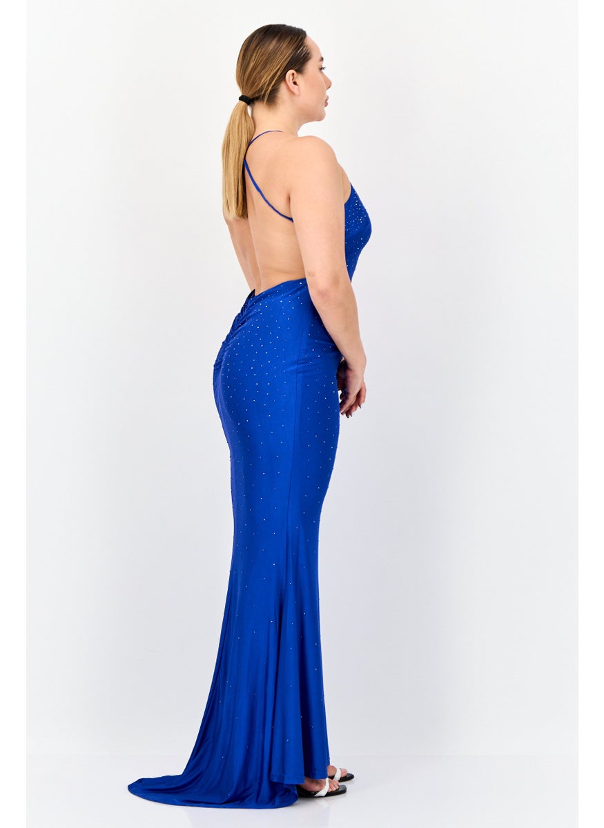 Lulus Women Rhinestone Maxi Dress, Blue  - Image 3