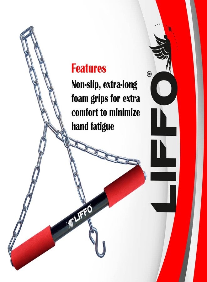 Liffo® Pull Up Bar Hanging Rod For Height Increase For Kids,Adult With Weight Lifting Gloves (4FT) Red - Image 3