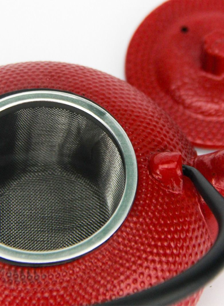 Tealand Durable Coated with Enamel Interior Cast Iron Teapot with Stainless Steel Infuser for Brewing Loose Tea Leaf  0.6 Liter Red - Image 3