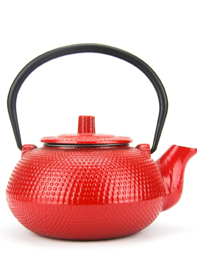 Tealand Durable Coated with Enamel Interior Cast Iron Teapot with Stainless Steel Infuser for Brewing Loose Tea Leaf  0.6 Liter Red - Image 5