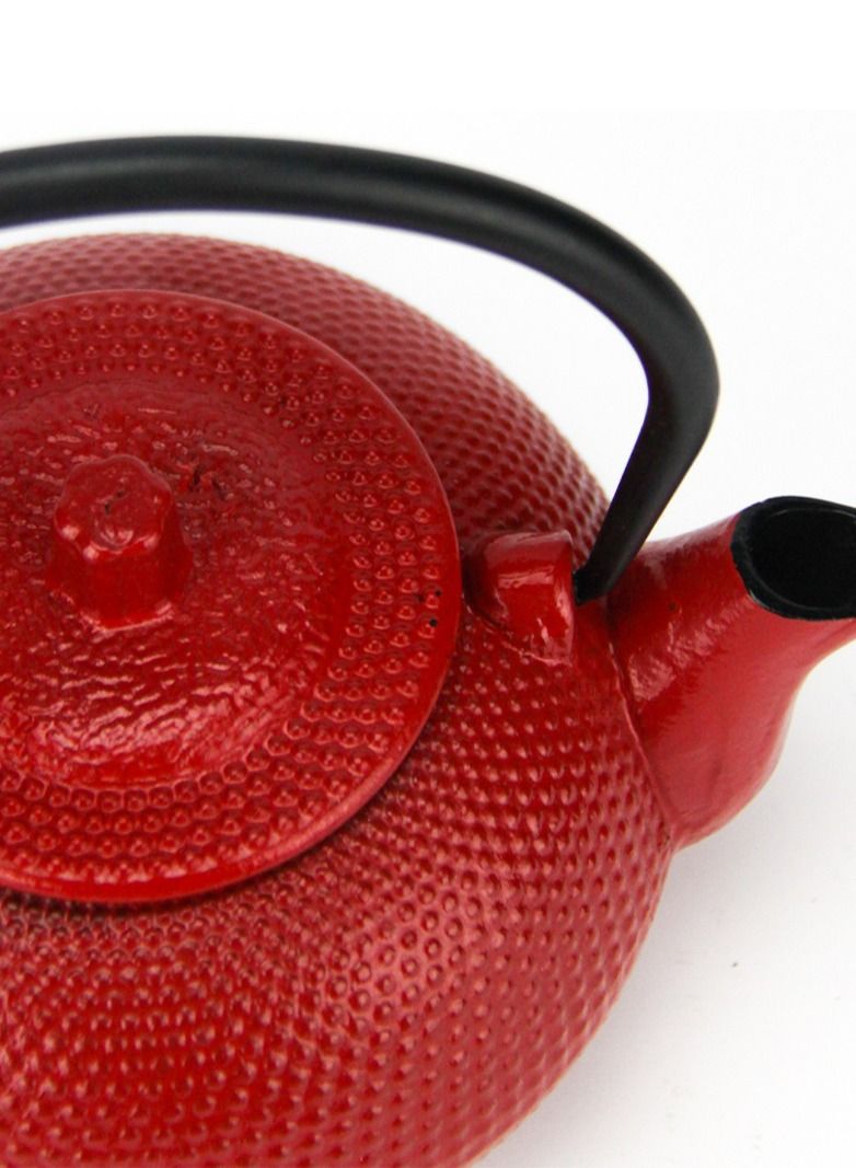 Tealand Durable Coated with Enamel Interior Cast Iron Teapot with Stainless Steel Infuser for Brewing Loose Tea Leaf  0.6 Liter Red - Image 2