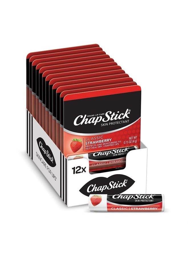 chapstick Classic Strawberry Lip Balm Tubes, Lip Care and Lip Moisturizer - 0.15 Oz (Pack of 12)  - Image 1