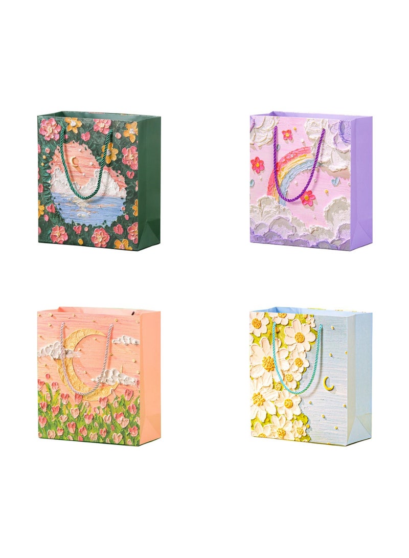 Via Saffi 25x10x22cm Gift Bag,  8-piece Set 4 Painting Pattern Gift Bag, Portable Paper Gift Bag for Medium Size Gift Bags, Birthday Mother’s Day Bags, Wedding Party  - Image 1
