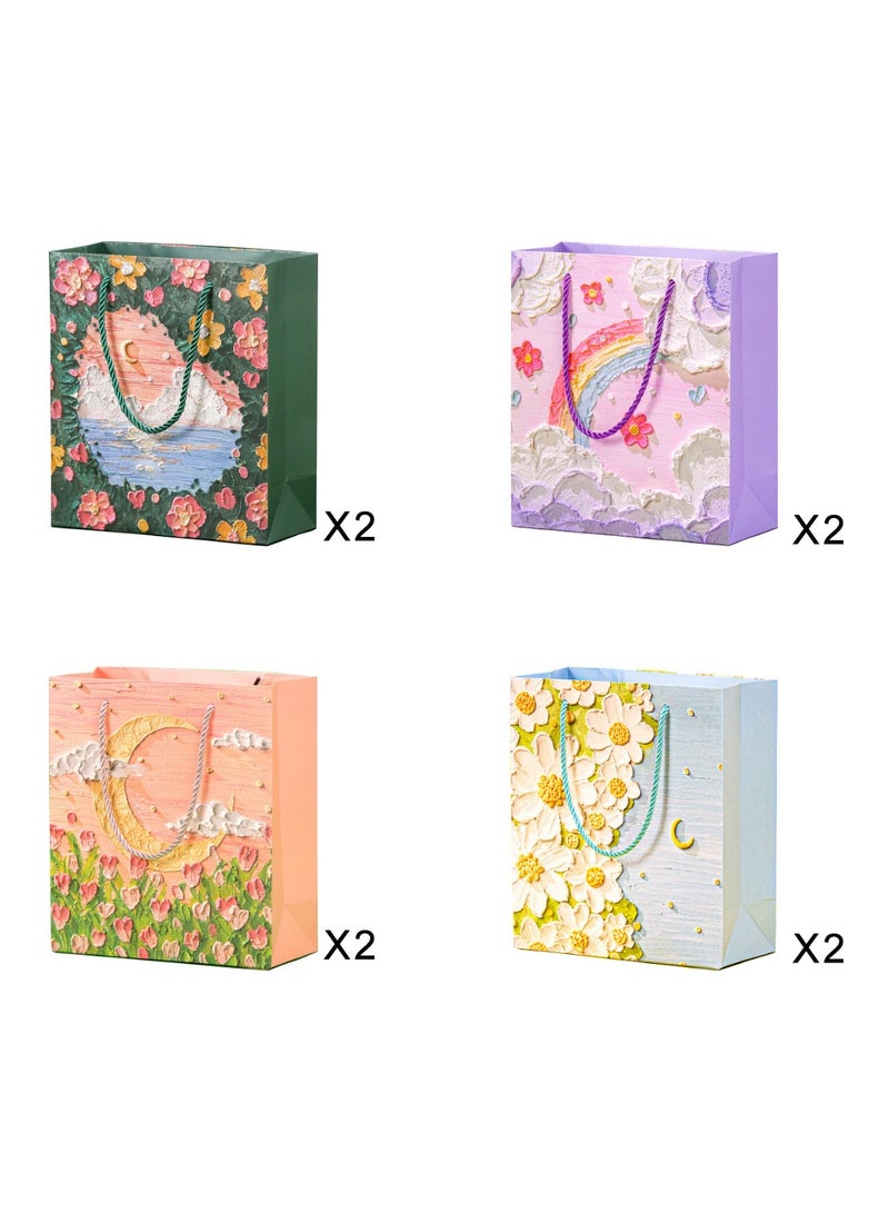 Via Saffi 25x10x22cm Gift Bag,  8-piece Set 4 Painting Pattern Gift Bag, Portable Paper Gift Bag for Medium Size Gift Bags, Birthday Mother’s Day Bags, Wedding Party  - Image 2