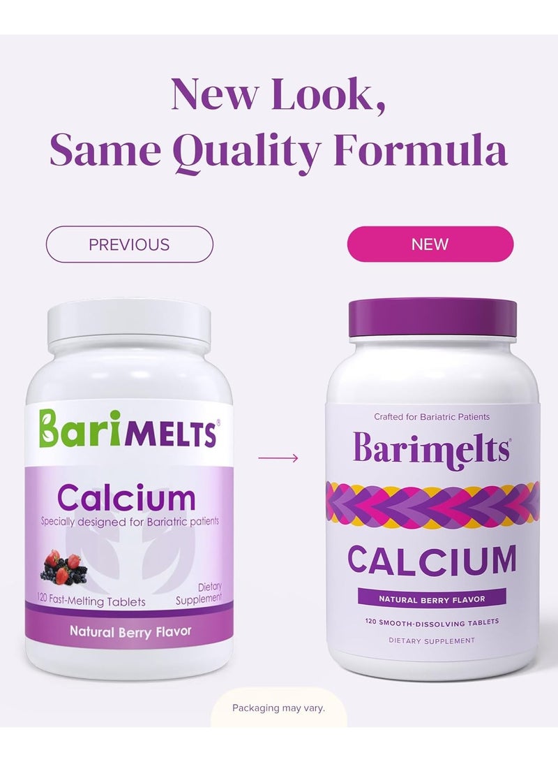 BariMelts Calcium Citrate, Dissolvable Bariatric Vitamins, Natural Berry Flavor, 120 Fast Melting Tablets - Image 2