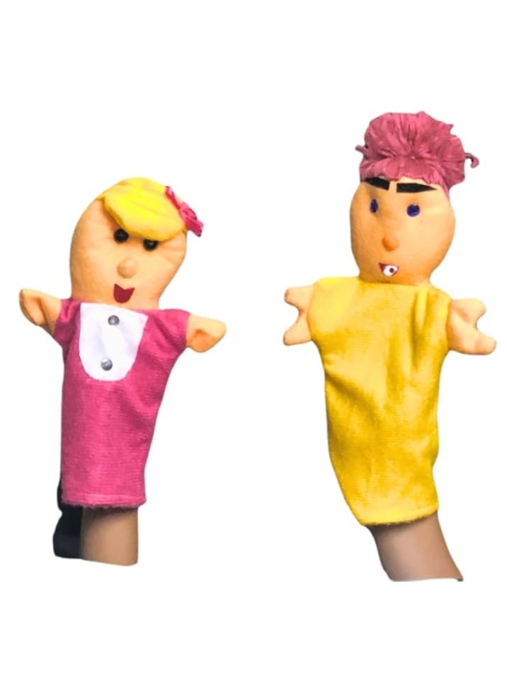Generic - Hand Puppet Assorted Characters Soft Plush Interactive for Storytelling Role Play and Early Learning Fun (Brother and Sister) - Image 1