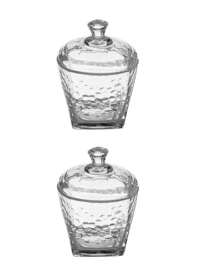 Glass Sugar Bowls set 2 Two Pieces  - Image 1