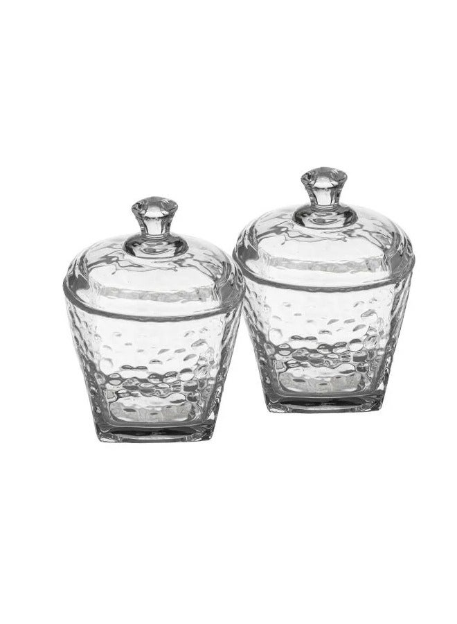 Glass Sugar Bowls set 2 Two Pieces  - Image 4
