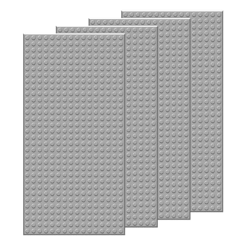 EKIND 4 PCS Classic 5" x 10" Building Baseplates, Compatible with Major Brands Toy Bricks, Encourage Logic & Creativity Through Play, Ideal STEM Activities for Children (Gray) - Image 1