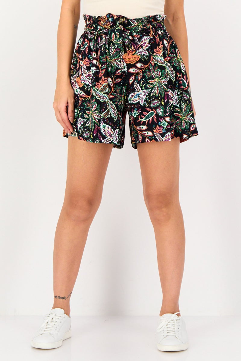 promod Women Floral Print Basic Shorts, Multicolor - Image 1