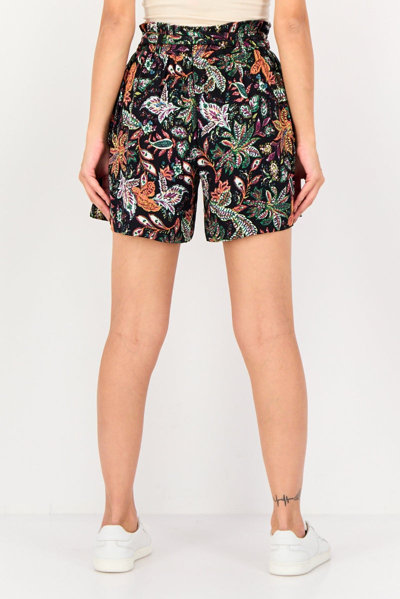 promod Women Floral Print Basic Shorts, Multicolor - Image 3
