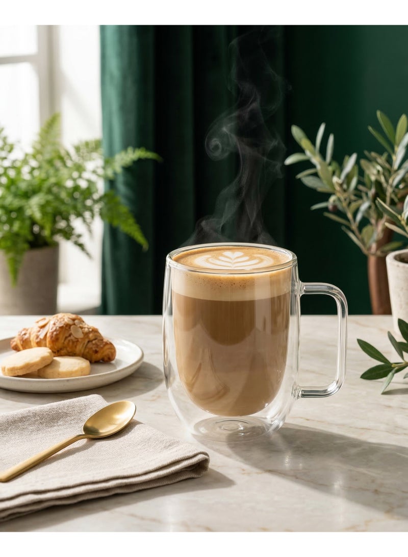 Casa Home Double-Wall Heat-Resistant Glass Cup with Handle - 250ml - Image 3