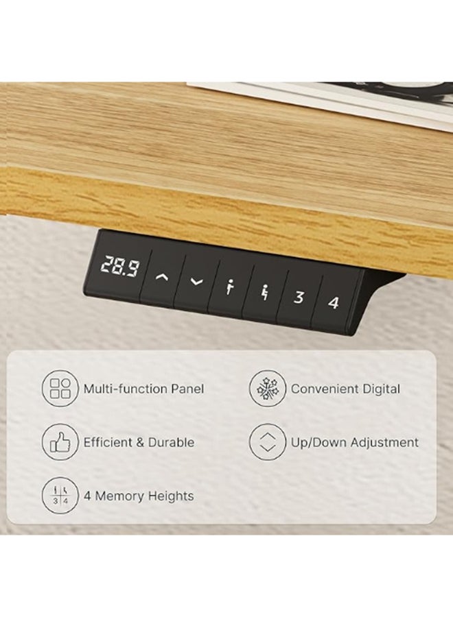 FLEXISPOT EN1 Standing Desk 129 x 68 x 14.5cm - Whole-Piece Desktop, Home Office Use, Height Adjustable with 4 Memory Presets, Supports Multiple Monitors, White & Maple - Image 4