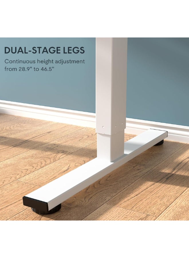 FLEXISPOT EN1 Standing Desk 129 x 68 x 14.5cm - Whole-Piece Desktop, Home Office Use, Height Adjustable with 4 Memory Presets, Supports Multiple Monitors, White & Maple - Image 5