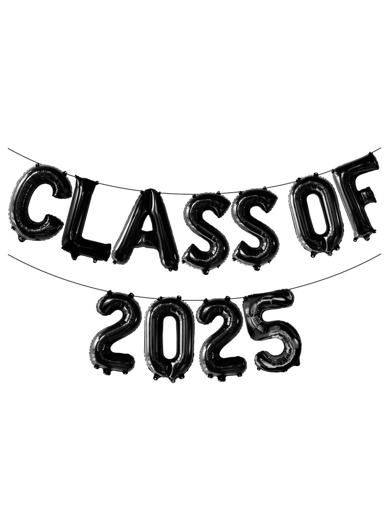 KATCHON Black Class of 2025 Balloons - 16 Inch | Graduation Balloons for Graduation Decorations Class of 2025 - Image 1