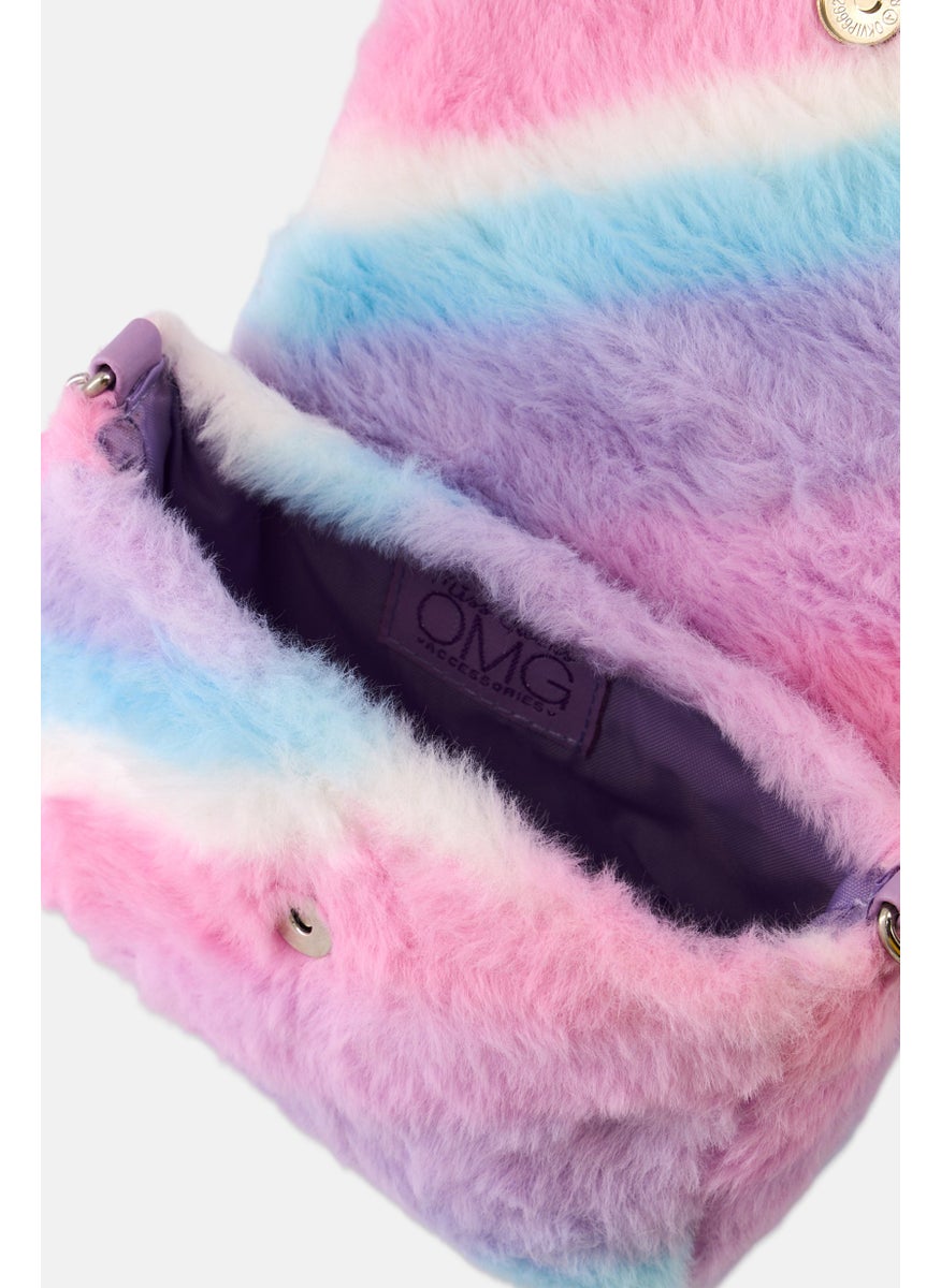 OMG Accessories Kids Girl Flux Fur Mini Cross Body Bag 12 H x 16 L x 7 W cm, Pink  - Image 3