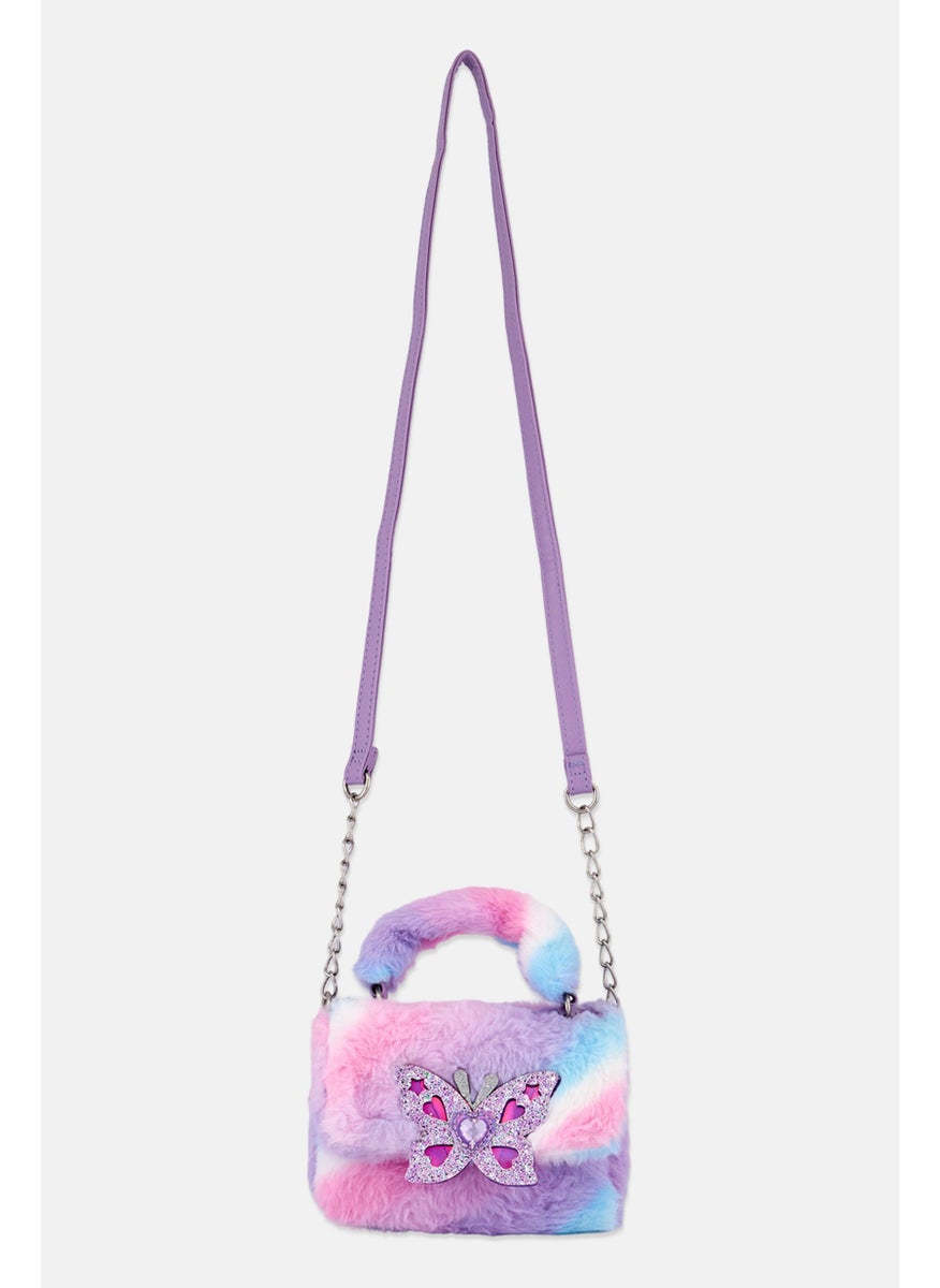 OMG Accessories Kids Girl Flux Fur Mini Cross Body Bag 12 H x 16 L x 7 W cm, Pink  - Image 1