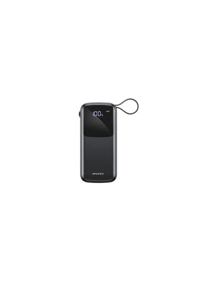 Awei - Awei Wired Power Bank, 20000 mAh, 3 Port, Black - P135K - Image 1