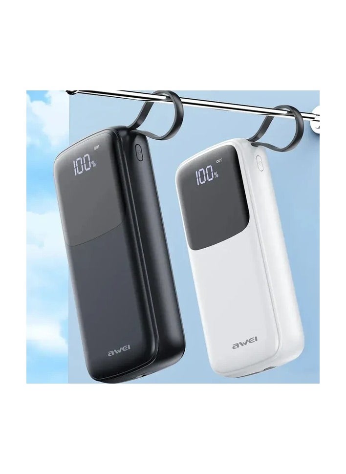 Awei - Awei Wired Power Bank, 20000 mAh, 3 Port, Black - P135K - Image 1