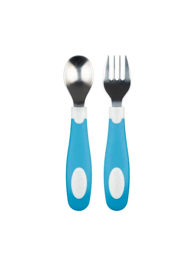 دكتور براونز Soft Grip Spoon And Fork Set, Blue
