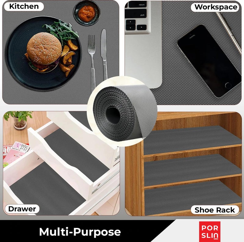 Porslin Shelf Liners for Kitchen Shelves - 45cm x 5m, Cupboard Sheets, Drawer Mats, Fridge Liners Roll, Anti-Slip, Waterproof, Washable, BPA-Free, Durable, Reusable, Easy to Cut, Food Safe - Image 3