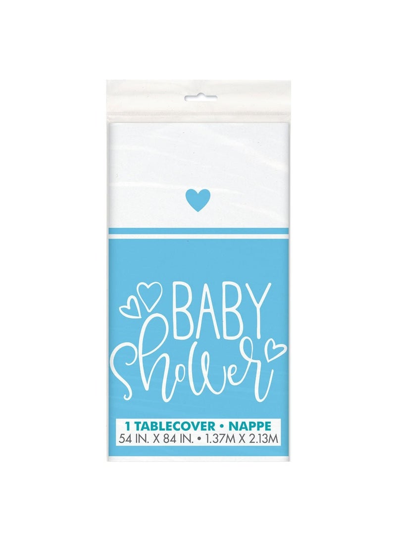Unique Baby Shower Tablecloth Blue White 137cm Plastic
