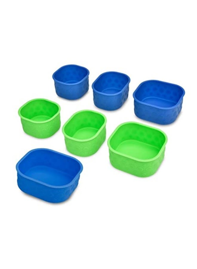 LunchBots Silicone Bento Cups Set - Accessories Designed To Fit In Medium And Large Bento Lunch Boxes - 7 Pieces - Blue Aqua - Image 1
