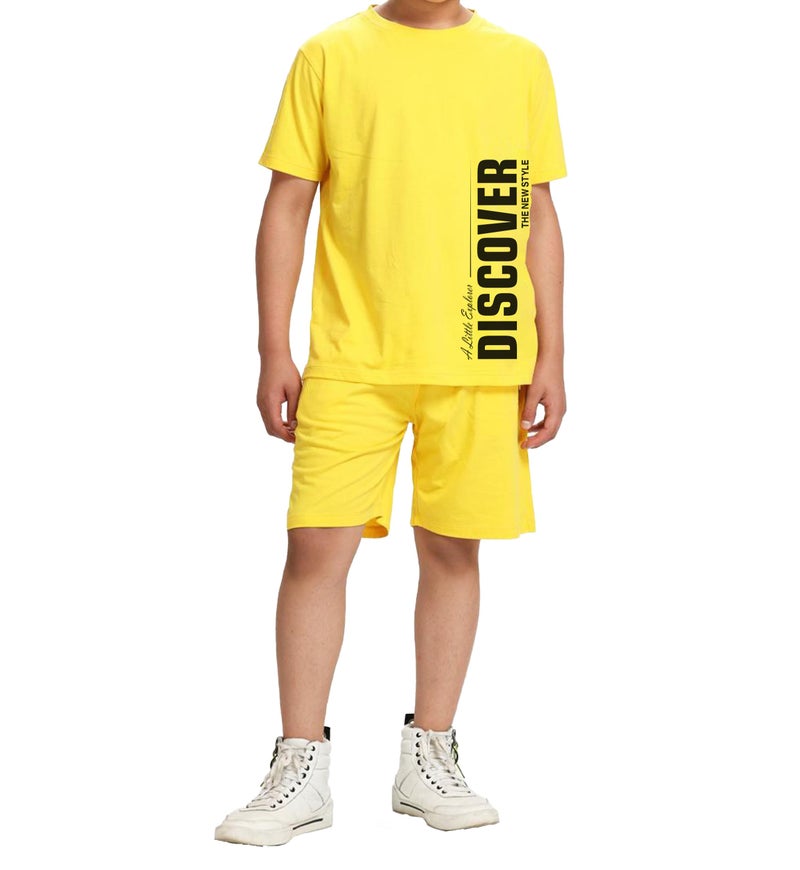 KYDA KIDS® Boys 100% Pure Combed Cotton Co-ord Clothing Set Premium Printed T-Shirt & Shorts | Relaxed Fit Summer Outfit for Kids - Image 1