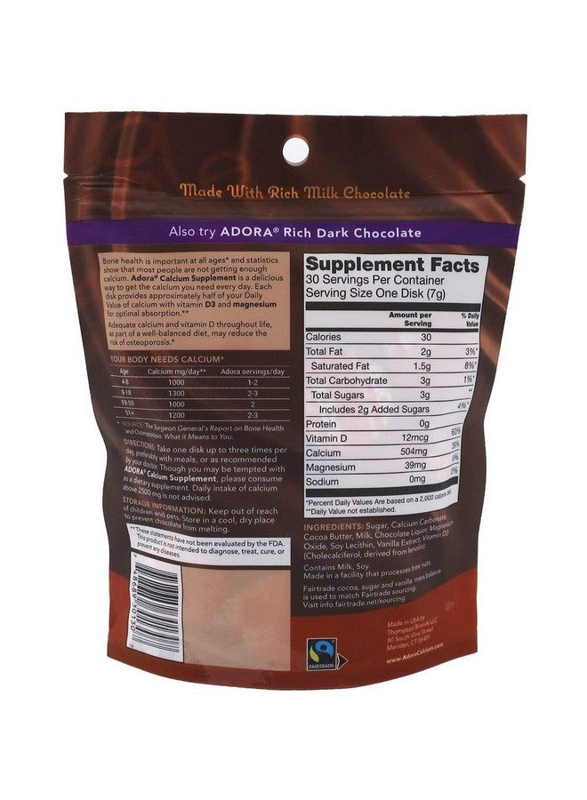 Thompson Adora Calcium Supplement Made With Milk Chocolate 500 Mg (30 Pieces) - Image 4