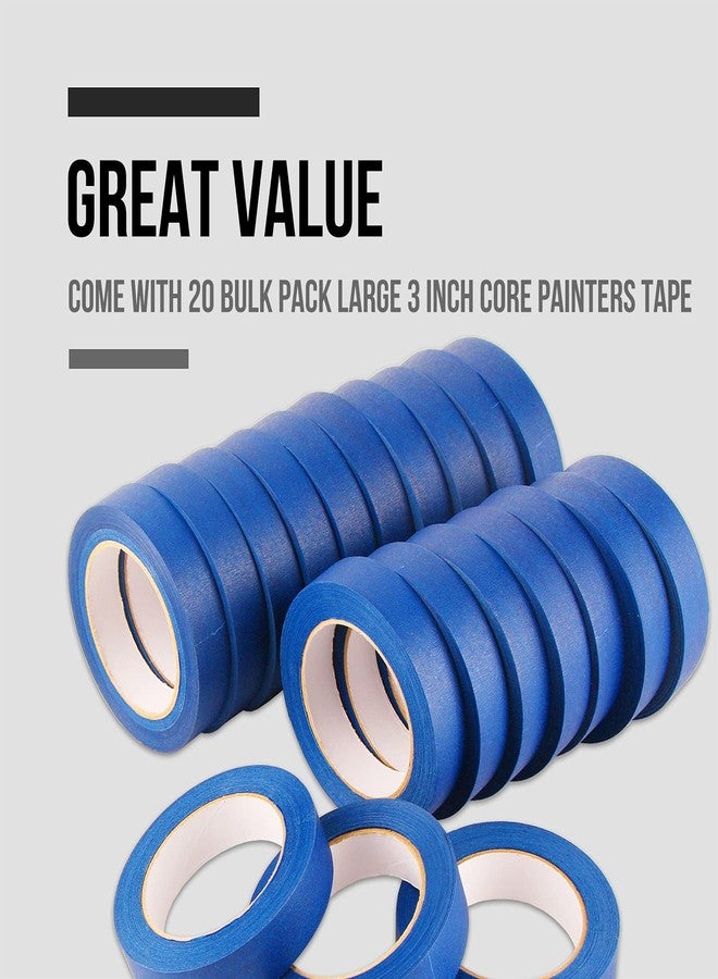 Lichamp Blue Painters Tape 1 inch, 20 Pack Blue Masking Tape Bulk Multi Pack, 1 inch x 55 Yards x 20 Rolls (1100 Total Yards) - Image 5
