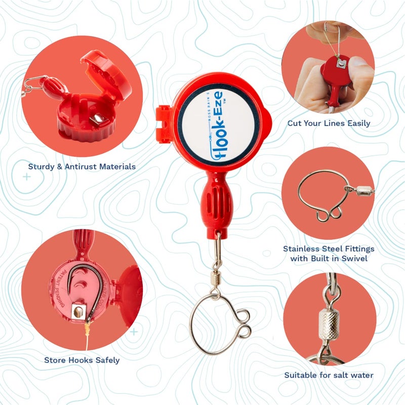 HOOK-EZE Fly Fishing Accessories - Fishing Knot Tying Tool for Tying Fishing Line to Hooks - Fishing Gear and Equipment, Gadget to Tie Knots Quick and Easy - Fishing Gifts for Men - Orange - Image 2