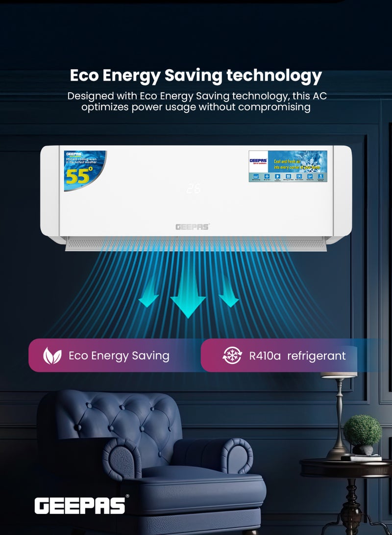 GEEPAS 2.5 Ton Split Type Air Conditioner LED Display, Energy Saving, Auto Restart, Self Cleaning |Ideal for Bedrooms, Living Rooms, Study Spaces, Offices, etc.1 Year Warranty 3500 W GACS3025CUE white - Image 4