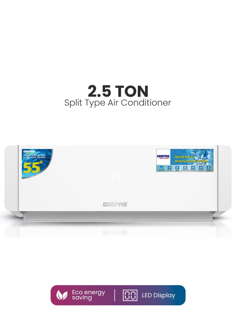 GEEPAS 2.5 Ton Split Type Air Conditioner LED Display, Energy Saving, Auto Restart, Self Cleaning |Ideal for Bedrooms, Living Rooms, Study Spaces, Offices, etc.1 Year Warranty 3500 W GACS3025CUE white - Image 1