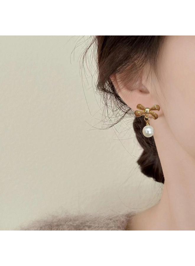 French Baroque Special-shaped Pearl Pendant Earrings For Women's Niche Fashion All-match Design Knot Earrings Earrings