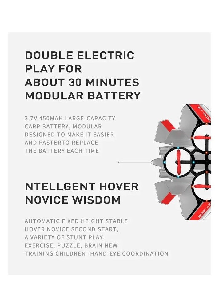 360° Stunt Hover Remote Control Foam Aircraft - EPP Foam 4-Axis Quadcopter Glider with LED Lights, 2.4GHz Remote, Vertical Takeoff, Headless Mode, and One-Key Return for Kids & Adults